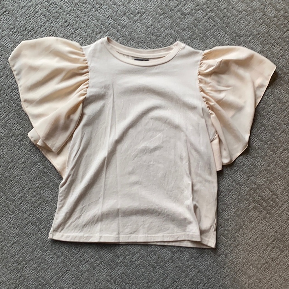 Tan, soft, flowy sleeve blouse